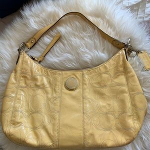 Coach yellow patent signature hobo shoulder bag